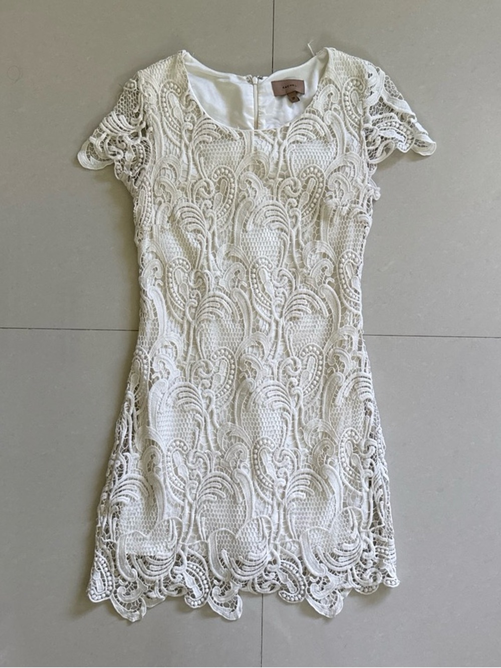 Kachel Crochet Overlay White Mini Dress - 2P